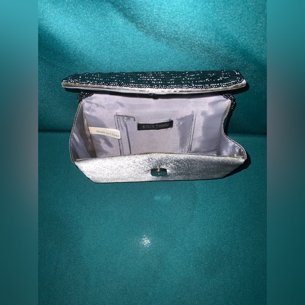 Bijoux Terner Chic Black Beaded, Silver Crossbody Purse, EUC - Picture 3 of 4